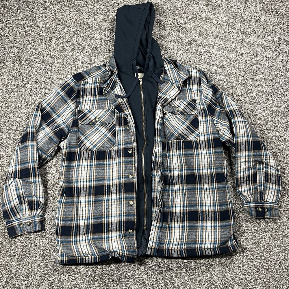 Legendary Whitetails Jacket Mens XL Blue Maplewood Flannel Quilt Lined Insulated